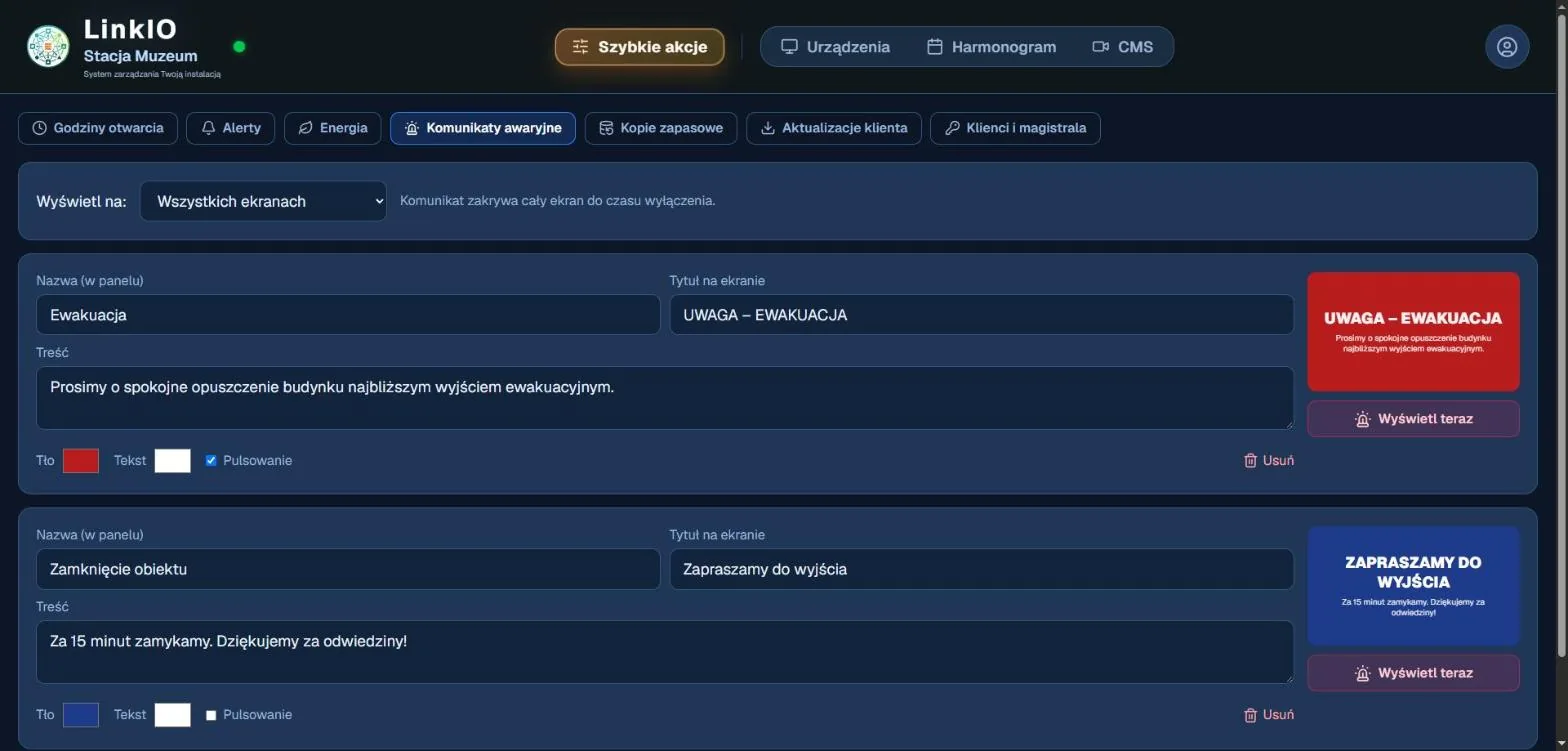 Edytor komunikatów awaryjnych
